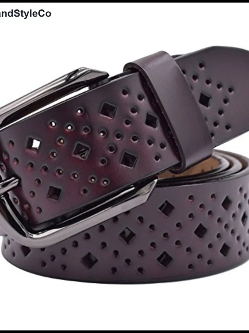 Genuine Leather Hollow Belts for Women with Pin Buckle Waist Belt